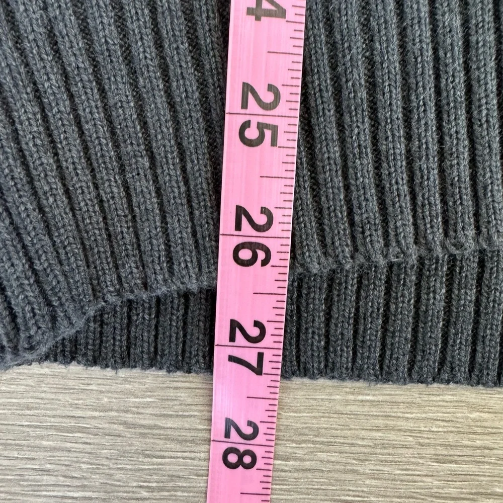 Oscar de la Renta Funnel Mock Neck Button Front Cardigan Academia Gray Sz M